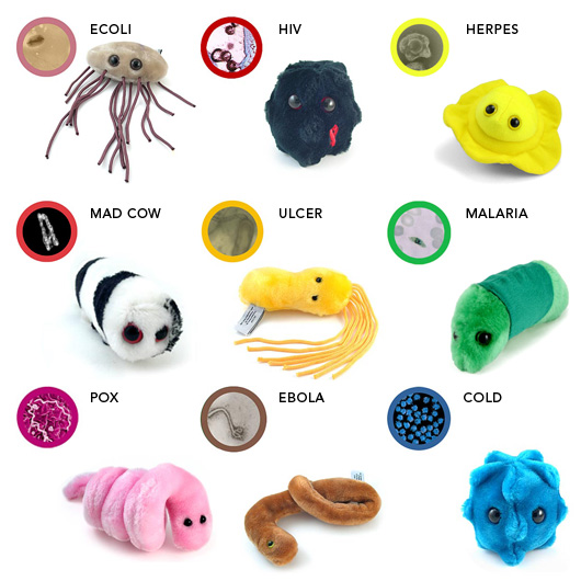 Les microbes en peluche de Giant microbes.